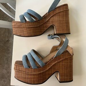 NEW Sam Edelman Blue Platform Wedges